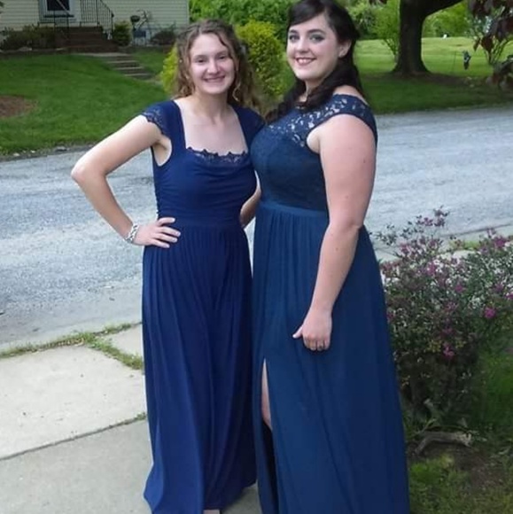 David's Bridal midnight blue lace dress - Picture 2 of 5